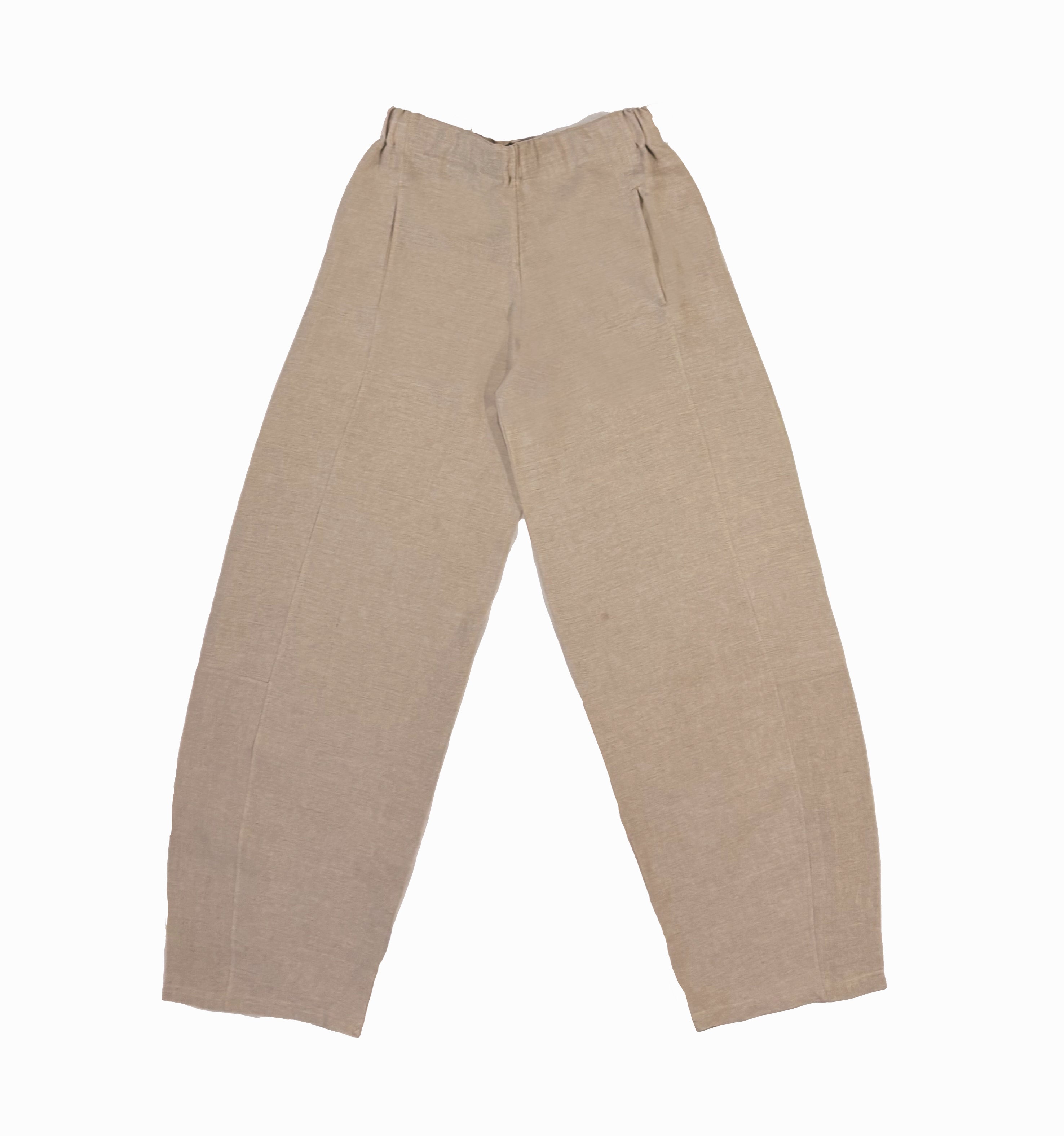 Natural Colour Linen Barrel-Leg Pants