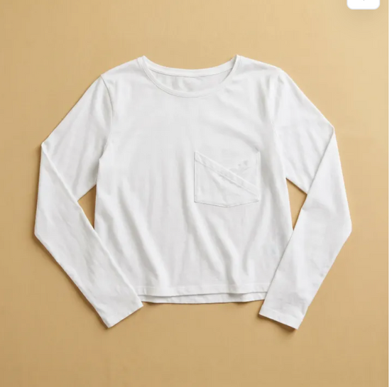 T-shirt blanc à manches longues 