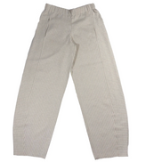 Pantalon ballon, un mélange lin/coton rayé
