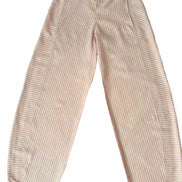 Striped Linen/Cotton Blend Barrel-Leg Pants