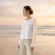 T-shirt blanc à manches longues 