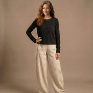 Pantalon ballon en lin, couleur naturelle