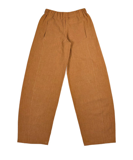 Pantalon ballon en ramie couleur sépia
