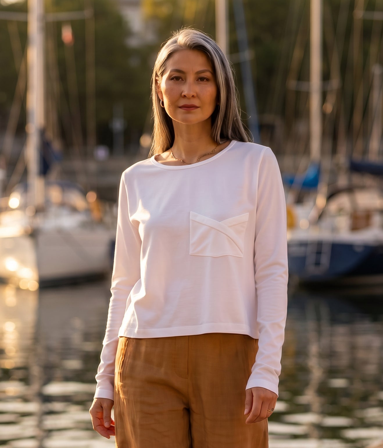 White Jersey Long Sleeve T-shirt